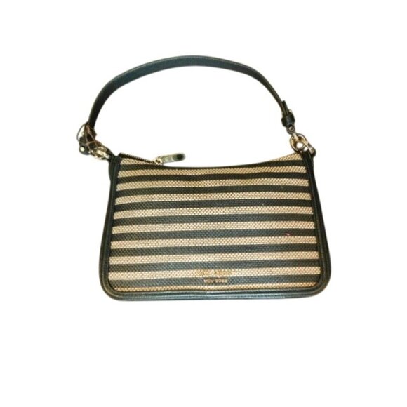 kate spade Handbags - Kate Spade Navy Blue Ivory Hobo Style Handbag Leather EUC